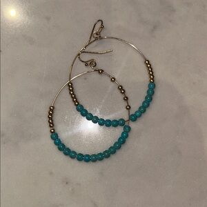 Elegant Turquoise and Gold Hoop Earrings